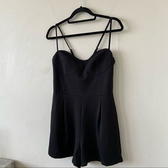 Nwt-leith Bustier Little Black Romper (Size:Medium) - Picture 3 of 13